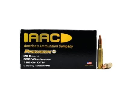 AAC 308 Winchester Ammo 168 Grain OTM 20Rd Box
