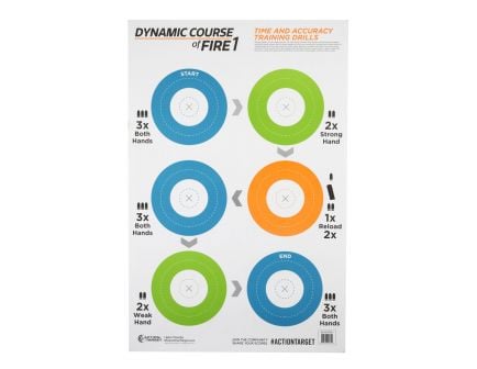 Action Target Game Series 23"x35" Dynamic Course Of Fire Target, Blue/Grn/Org, 100 per/box - GS-DCFIRE1-100