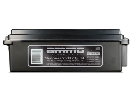 Ammo Inc Signature 123 gr FMJ 7.62x39 Steel Cased Ammunition, 200 Rounds
