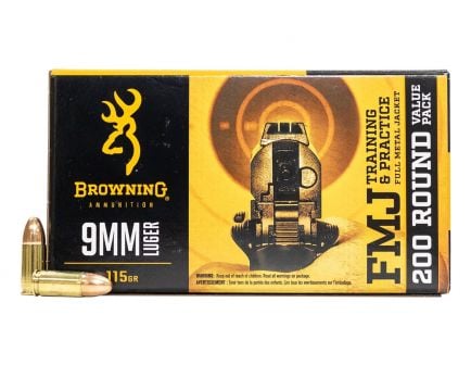 Browning 115 gr FMJ 9mm Ammunition 200 Rounds