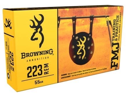 Browning 55 gr FMJ .223 Remington Ammunition, 500 Rounds