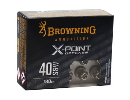 Browning X-Point Defense 180 gr 40 S&W Ammunition, 20 Rounds