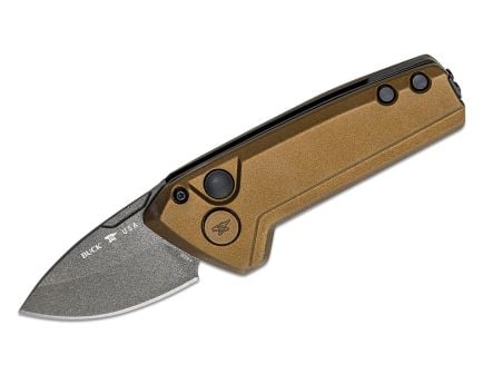 Buck Mini Deploy Auto Folding Drop Point Knife, Burnt Bronze - 0839BRS1-B