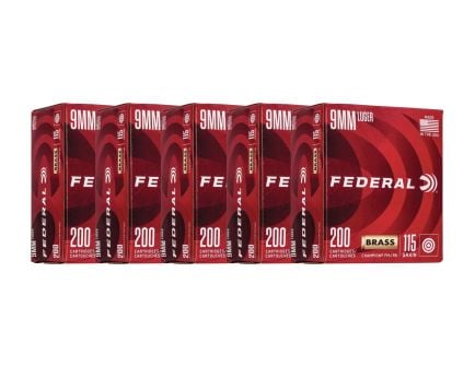 1000 Rounds of Federal Champion 9mm FMJ 115 Grain Ammo