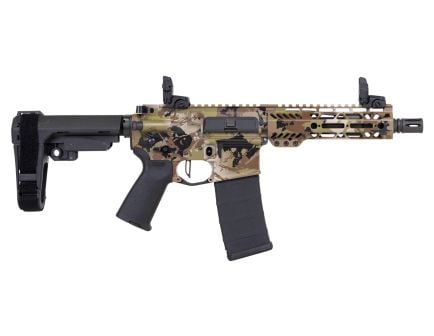 PSA Custom 7.5" 300 AAC Blackout W/ PSA Custom Flatbow FCG, Magpul Mbus sights, Arid Camo