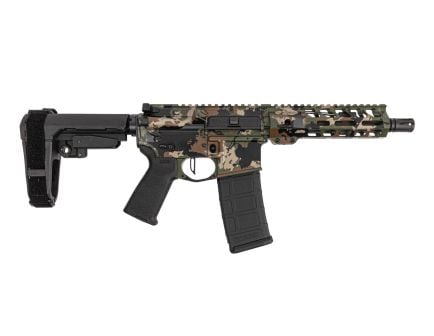 PSA Custom 7.5" Pistol-Length 300AAC Blackout Phosphate 7" Lightweight M-Lok Pistol W/ PSA Custom 3.5lb Flatbow FCG - Woodland Camo
