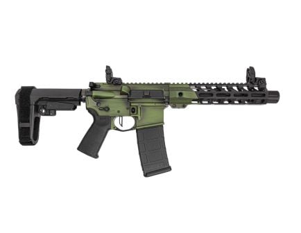 PSA Custom 7.5" 300 Blackout Pistol W/ 9" Lightweight rail, Flash Can, PSA Custom Flatbow FCG, Magpul Mbus Sights, Outlander Rifle Green