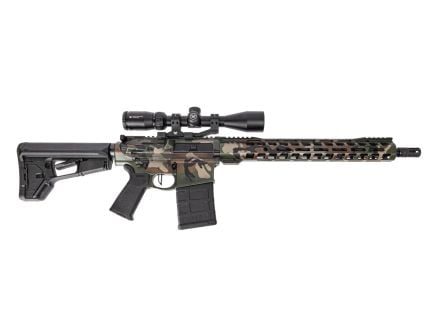 PSA Custom 16" Mid-length .308 WIN 1/10 Nitride 15" LtWt Mlok Rifle, 3.5 Flat FCG- Woodland Camo