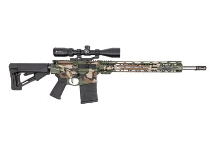 PSA Custom Gen3 PA10 18" Mid .308 1:10 SS 15" LTWT MLOK Rifle, 3.5lb Flat, Vortex, Woodland Camo