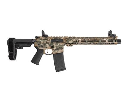 PSA Custom 10.5" Carbine-Length 5.56 Nato 1/7 Nitride 12" Slant MLOK Upper W/ 3.5lb Flatbow FCG & MBUS Sight Set, Dirty Multi