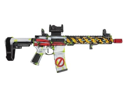PSA Custom 11.5" Nitride Pistol W/ 10.5" Lightweight Rail, PSA Custom Flatbow FCG, Magpul Mbus Sight Set, Romeo 7S Green Dot - Phantom Proton Gun