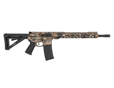 PSA Custom 16" 5.56 Nitride 1/7 13.5" Rifle W/ PSA Custom 3.5lb Flatbow FCG, Coyote Woodland Camo