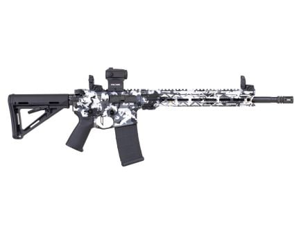 PSA Custom 5.56 1/7 NATO Rifle W/ Flat FCG, Mbus Sights, Holosun Red Dot, Artic Wraith Camo