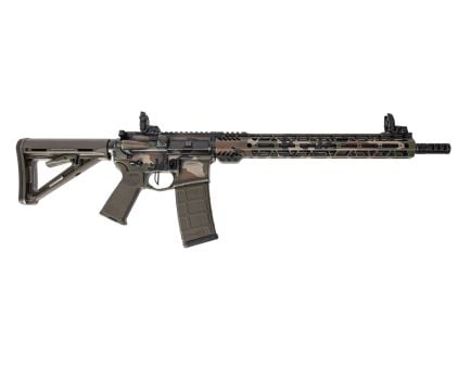 PSA Custom 5.56 16" Rifle W/ PSA Custom Flatbow FCG, Magpul Mbus sights, Woodland Camo Green