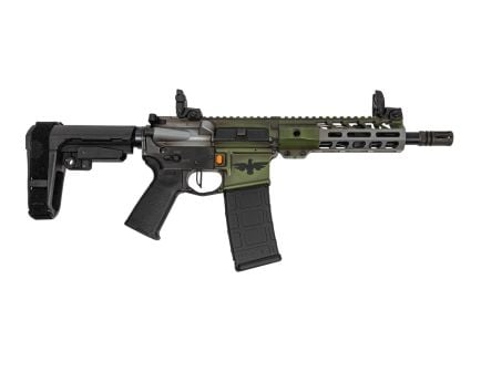 PSA Custom 8.5" 5.56 Pistol W/ 7" Lightweight Rail, PSA Custom Flatbow FCG, Magpul Mbus Sights, Outlander Rifle Green