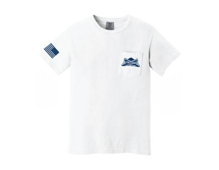 PSA Comfort Colors Pocket Tee, White w/Navy Logo