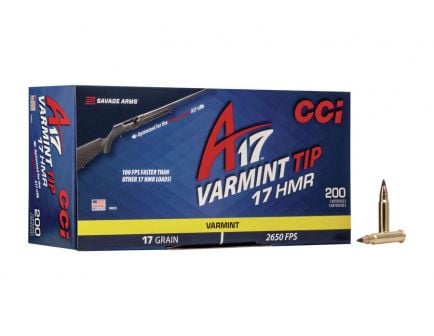 CCI A17 17 gr Tipped Varmint 17 HMR Ammunition 200 Rounds