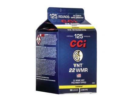 CCI VNT .22 WMR 30 gr Polymer Tipped VNT 125 Round Carton