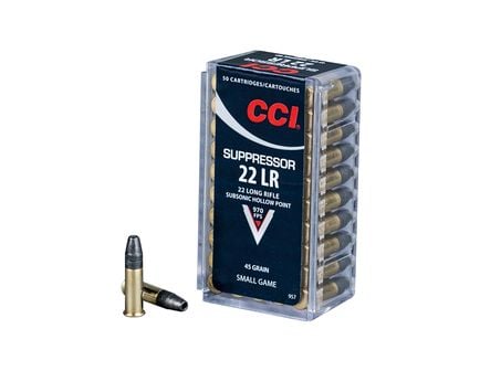 CCI .22 Long Rifle 45gr HP Suppressor Ammunition 50rds -  957