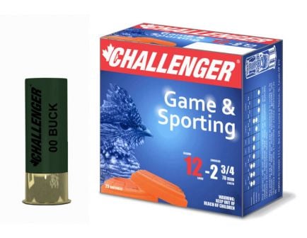 Challenger Ammo 2.75" 9 Pellet 00 Buckshot 12 Gauge Ammunition, 250 Rounds