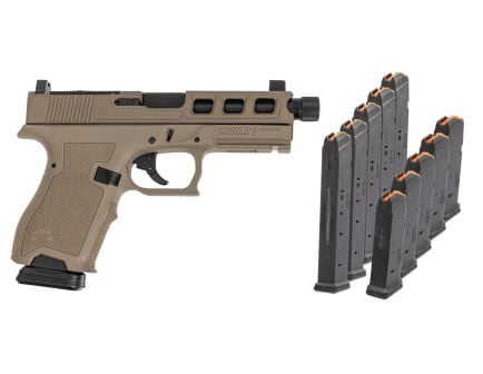 PSA Dagger Compact SW3 RMR Pistol, Threaded Barrel w/ 5 15rd & 5 27rd Mags, FDE