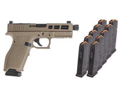 PSA Dagger Full Size - S 9mm Pistol with SW1 RMR with Threaded Barrel & 10 17rd Mags & Bag, FDE (Rear Sight Rear)