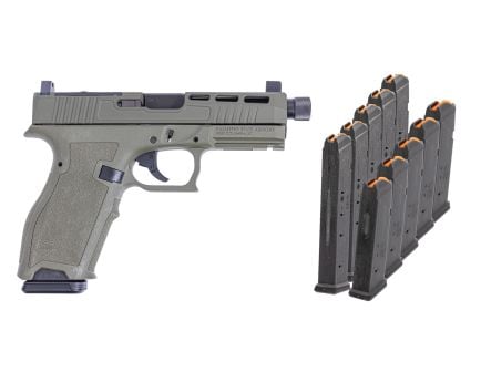 PSA Dagger Full Size - S 9mm Pistol with SW2 RMR, Threaded Barrel & 5 15rd & 5 17rd Mags, Sniper Green