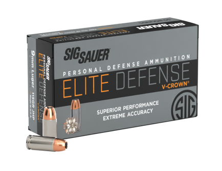 Sig Sauer Elite Performance V-Crown 115 gr JHP 9mm Ammo, 50/box - E9MMA150