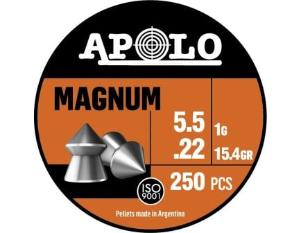 Hatsan USA Apolo Magnum .22 Cal Pointed Airgun Rifle Pellet, 15.40 gr 250rds