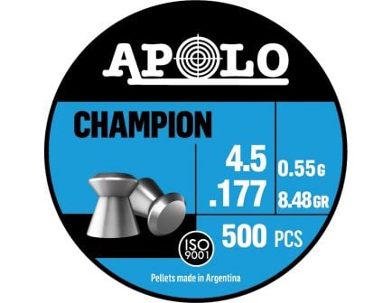 Hatsan USA Apolo Champion .177 Caliber Flat Airgun Rifle Pellet, 8.45 gr 500rds