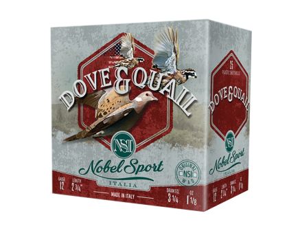 Nobel Sport Dove & Quail Hunting Loads 12 Gauge 2-3/4" #8 1-1/8 Ounce 25rds