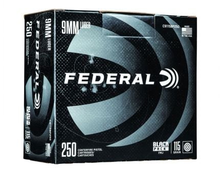Federal 9mm 115 gr FMJ 250 Round Black Pack | PSA