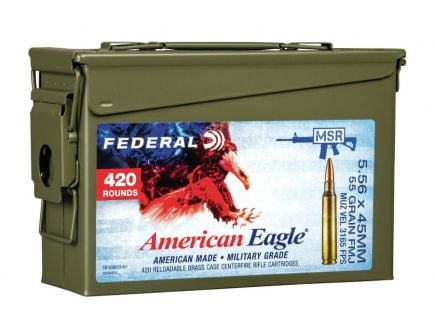 Federal American Eagle 55 gr FMJ-BT 5.56x45 Ammunition 420 Rounds