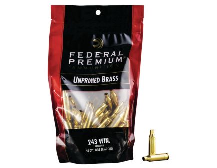 Federal Premium Gold Medal 243 Winchester Unprimed Brass Cartridge Case, 50/pack - PR243UPB50