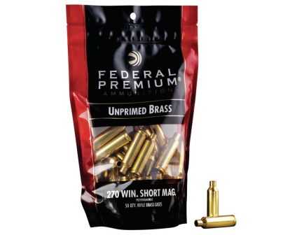 Federal Premium Gold Medal 270 Winchester Short Magnum Unprimed Brass Cartridge Case, 50/pack - PR270WSMUPB50