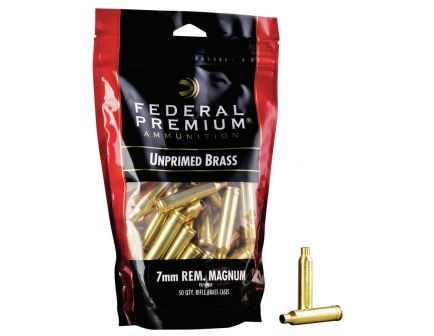 Federal Premium Gold Medal 7mm Remington Magnum Unprimed Brass Cartridge Case, 50/pack - PR7UPB50