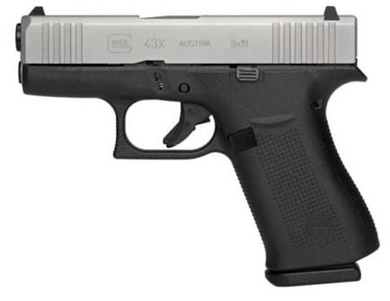Glock 43X 9mm Pistol Silver Slide 10rd 3.39" - UX435SL201 for sale