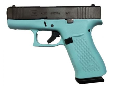 Glock 43X 9mm Pistol, Robin's Egg Blue/Black