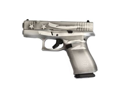 Glock 43X FS 9mm Pistol, Battleship Gray Distressed Flag