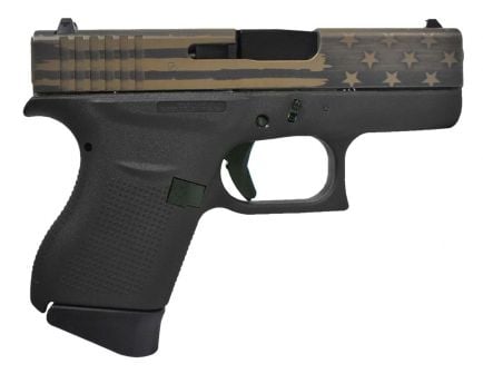 Glock 43X FS 9mm Pistol, Black/Bronze Battleworn Flag
