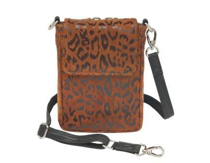Gun Tote'n Mamas Phone Pouch Crossbody, Cheetah Debossed Suede
