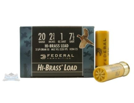 Federal 20ga 2.75" 1oz #7.5 "Game-Shok" Hi-Brass Lead Shotshells 25rds - H204 7.5