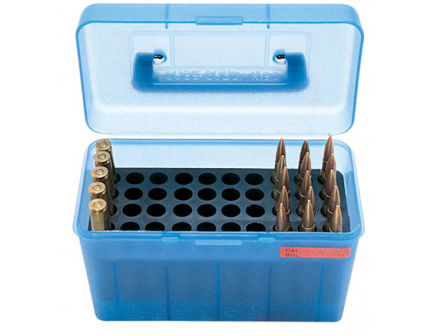 MTM Deluxe FlipTop Ammo Box 223-Blue-50rd-H50-RS-24