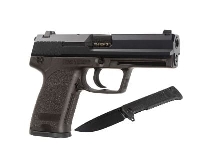 HK P8 A1 Final Edition 4.25" 9mm 15rd Pistol, Black Polymer w/ Boker Knife and Tan Gun Case - 81001397