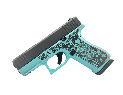Glock G43X Sugar Skull Subcompact 3.39" 9mm 10rd Pistol, Teal