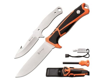 Elk Ridge TREK Fixed Knife Drop Point/Gut Hook, Black/Orange