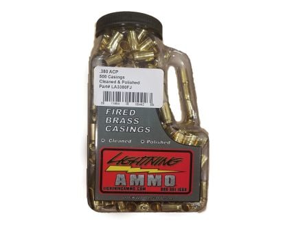 Lightning Ammo .380 ACP Pistol Cleaned and Polished Brass, 500rds