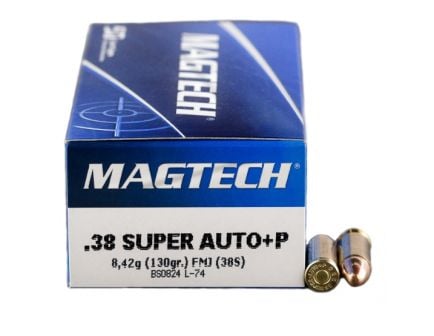 Magtech 38 Super Automatic NOT FOR REVOLVERS 130gr FMJ Ammunition 50rds - 38S
