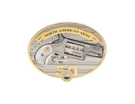 North American Arms .22LR Buckle-Revolver 50th Anniversary Stainless / Gold 1.125" Barrel 5RDS
