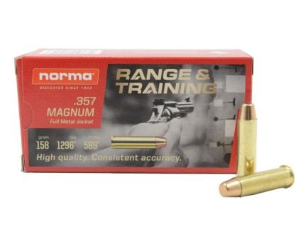Norma Range and Training 158 gr FMJ .357 Magnum Ammunition 50 Rounds